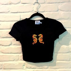 Princess Polly Black Crop Top w/ Snake